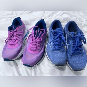 2 Pair!! Mizuno Women's Athletic Shoes - wave inspire 18 & 20 EUC! Size 8